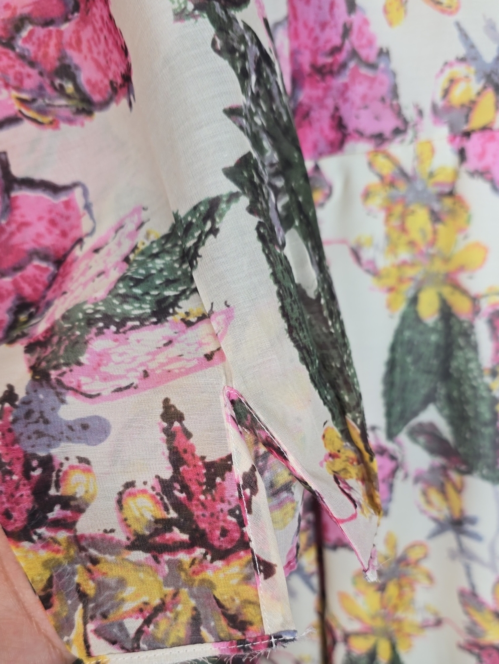 Liza Luxe Floral Button-Front Pink & Yellow Women's Midi Dress Size 3X - Picture 4 of 8